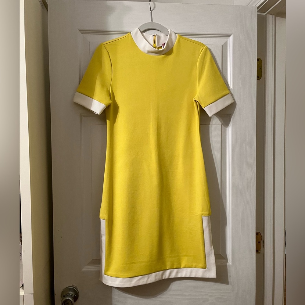 New with tags Staud Tim dress buttercup Yellow and White body con dress size M
